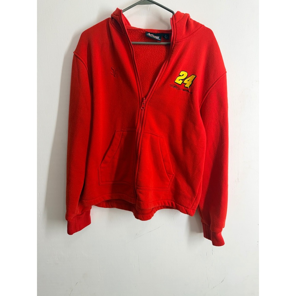 Chase Authentics Jeff Gordon 24 NASCAR Red Full Zip Hoodie Sweatshirt Mens XL